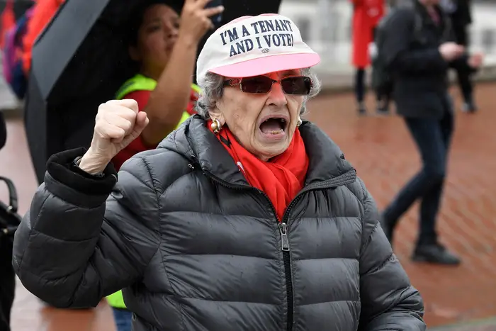 A Manhattan woman during a protest calling for stronger rent laws last May